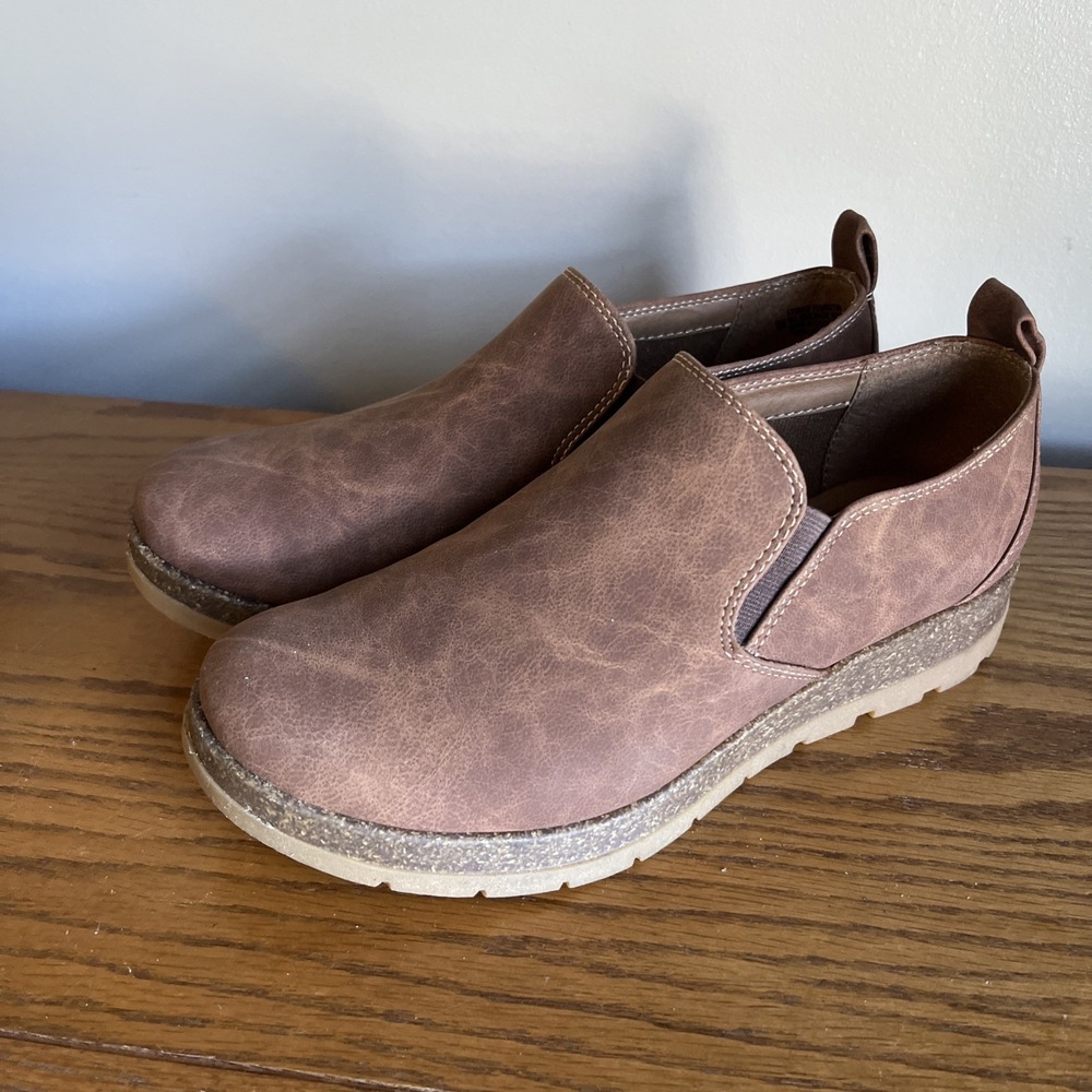 Vintage 7 Eight Shoes Brown Slip-on Loafers Lilly Luggage Cork Foot Bed Women 9 - Picture 2 of 11